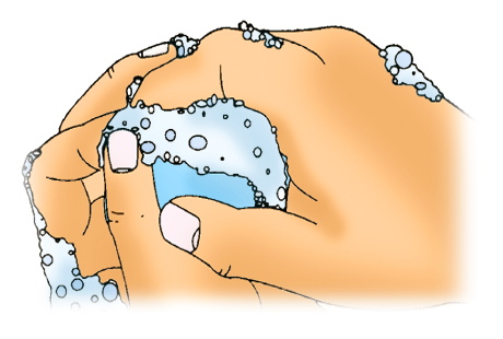 imagen que muestra como lavarse la manos con jabón