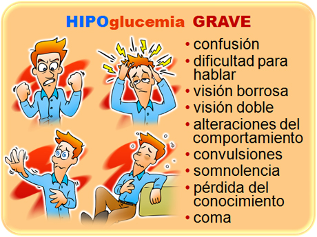 imagen de síntomas de hipoglucemia grave